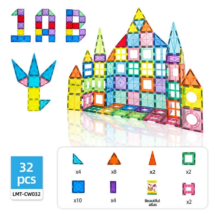 البلاط المغناطيسي 3D ديي بيع العام الساخن ، مجموعات كتلة البناء Hot Sale 3D DIY Magnetic Tiles, Building Block Sets