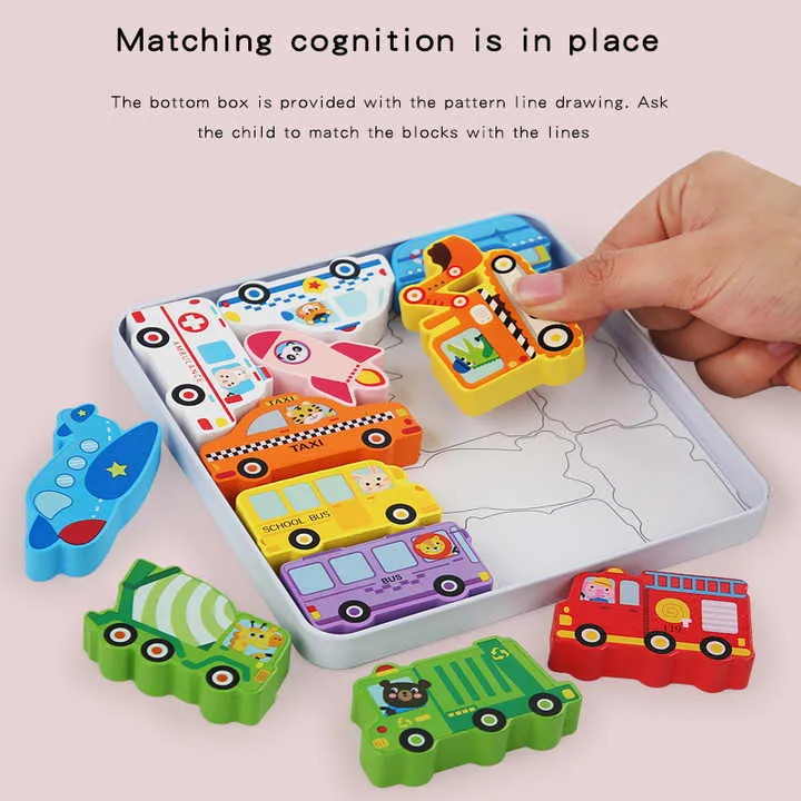 لغز كتلة صلبة تعليمية مونتيسوري للأطفال ثلاثي . Montessori Educational Solid Block Puzzle for Kids 3D