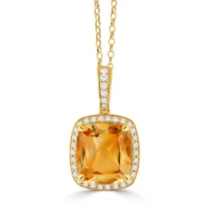 18K YELLOW GOLD DIAMOND AND GOLDEN CITRINE PENDANT ( CHAIN SOLD SEPARATELY)
