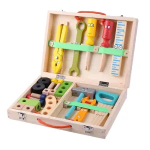 34 Piece Kid'S Pretend Play Wooden Simulation Toolbox Kit Wt-26