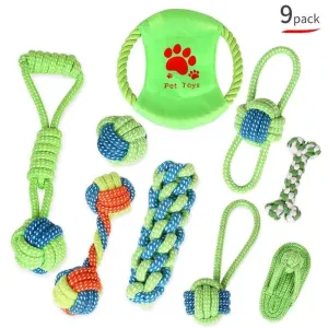 9-Pack Braided Cotton Rope Toys for Dogs