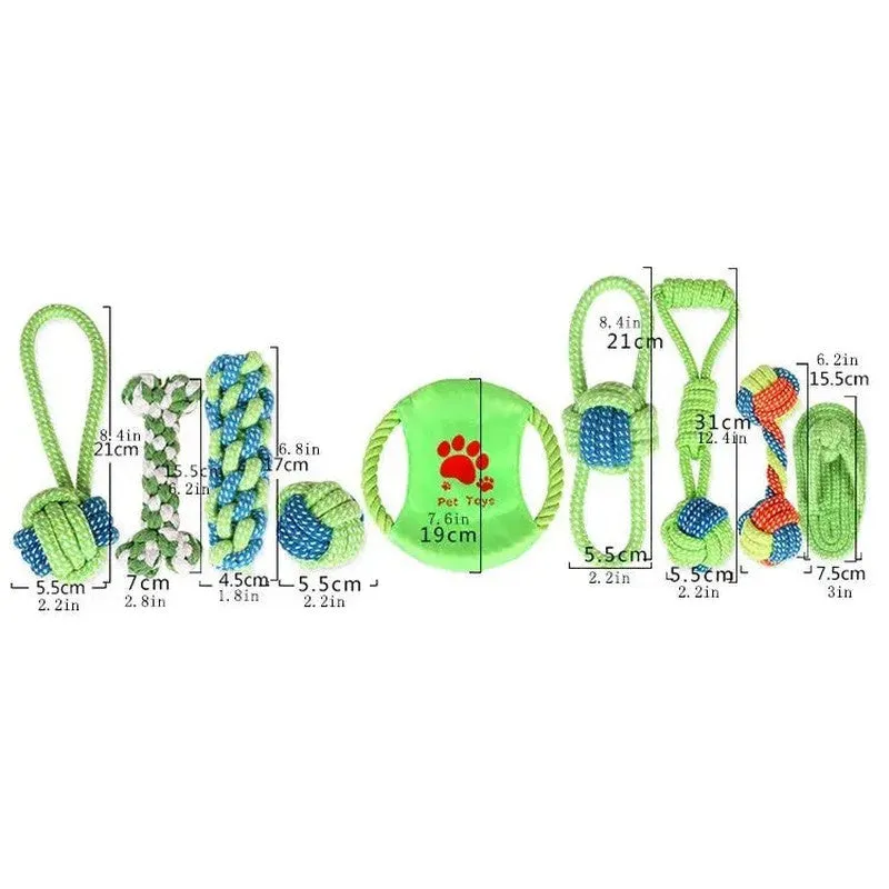 9-Pack Braided Cotton Rope Toys for Dogs