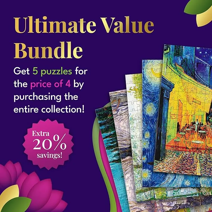 91Knots Vincent Van Gogh Wooden Jigsaw Puzzle (140 Pieces) for Adults and Kids | 5 Box Collection Painting Puzzle | Brain Booster Games & Toys