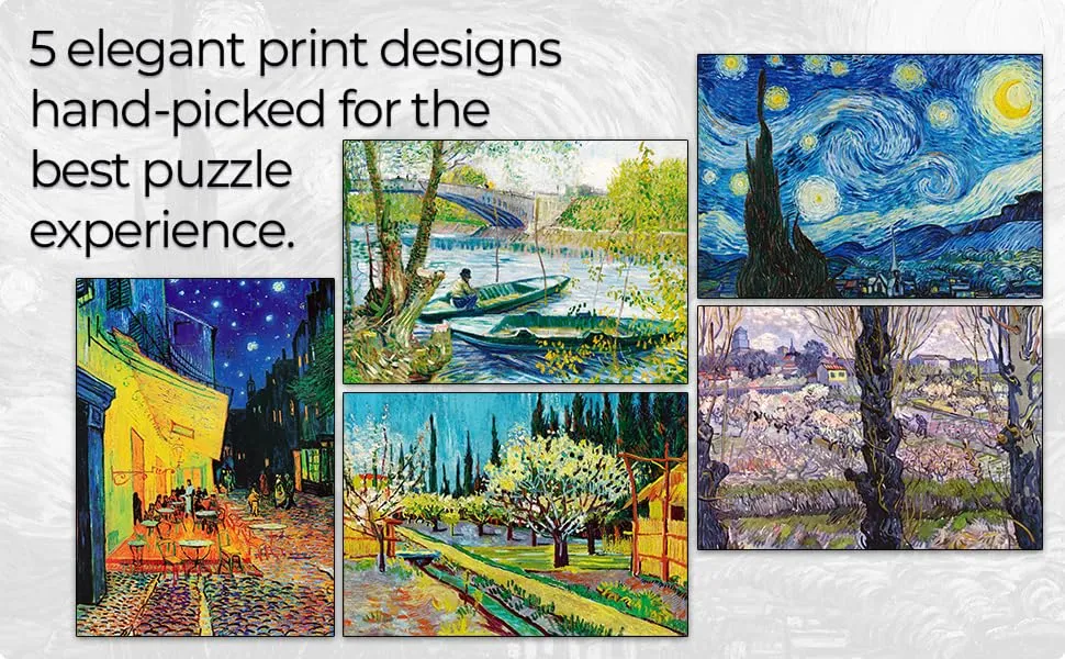 91Knots Vincent Van Gogh Wooden Jigsaw Puzzle (140 Pieces) for Adults and Kids | 5 Box Collection Painting Puzzle | Brain Booster Games & Toys