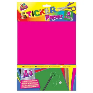 A4 Peel & Seal Sticker Paper - 8 Sheets Bright Metallic Colours Craft Supplies