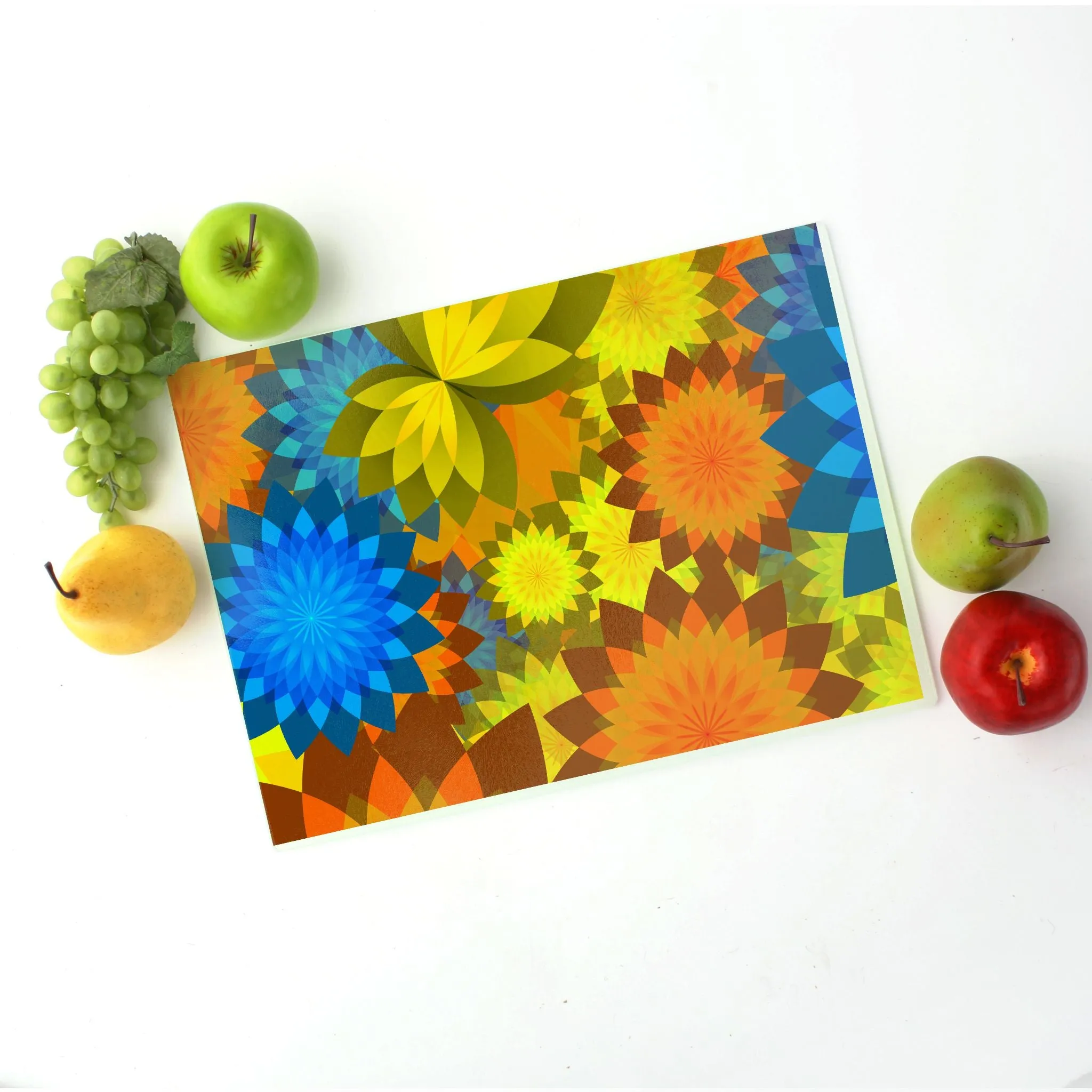 Banging Blooms Tempered Glass Cutting Board 15.75" X 11.5" - Designed by Michigan Artists