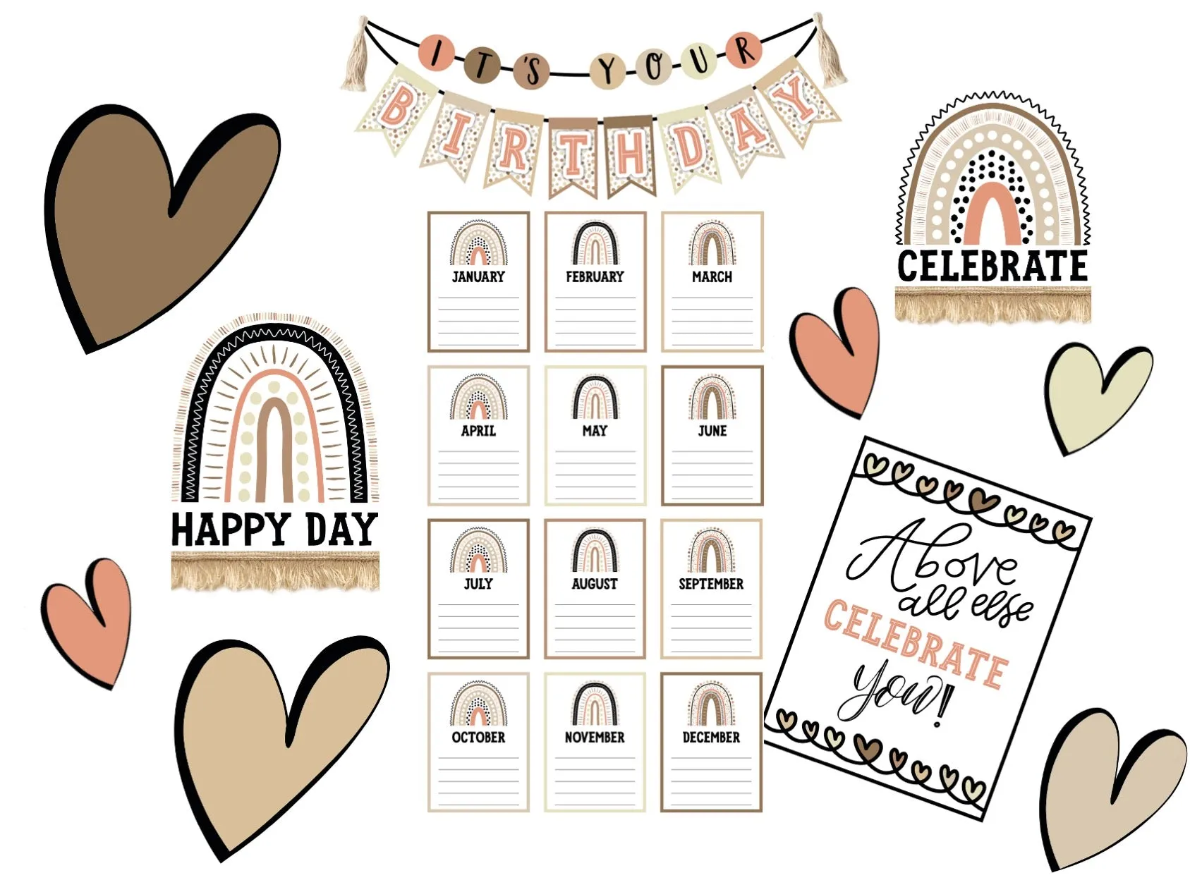 Boho Rainbow | Full UPRINT Bundle | Printable Classroom Decor | Teacher Classroom Decor | Schoolgirl Style
