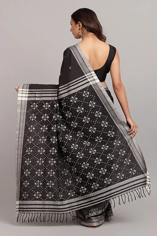 Bun.Kar Bihar 'Afsa' Handwoven Extra Weft Cotton Saree-20