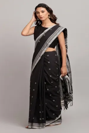 Bun.Kar Bihar 'Afsa' Handwoven Extra Weft Cotton Saree-20