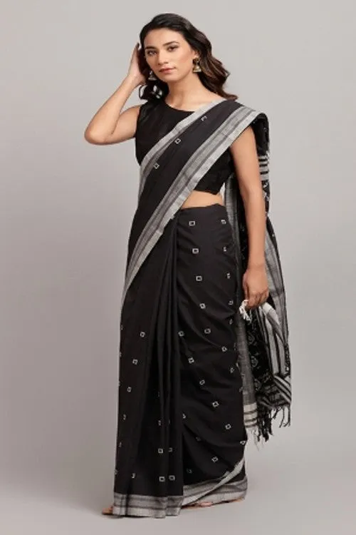 Bun.Kar Bihar 'Afsa' Handwoven Extra Weft Cotton Saree-20