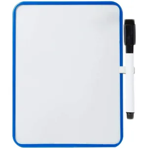 Calla 6.5 x 8.25 -inch Dry Erase Hanging Magnetic Whiteboard – Fridge, Locker Hanging and More – Grocery List, to do List, Kids Drawing – Blue Framed | 1 Pack