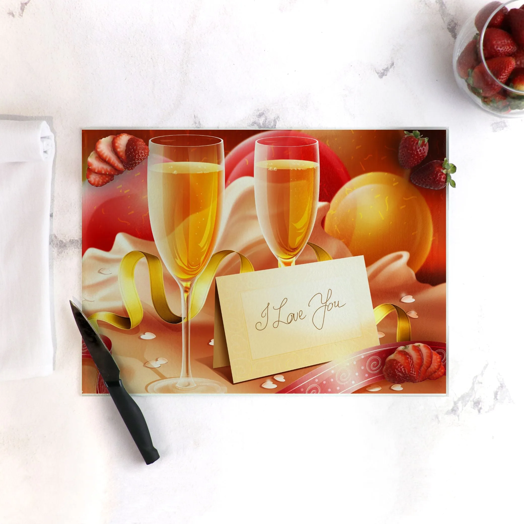 Cheers, I Love You Tempered Glass Cutting Board 15.75" X 11.5" - Designed by Michigan Artists