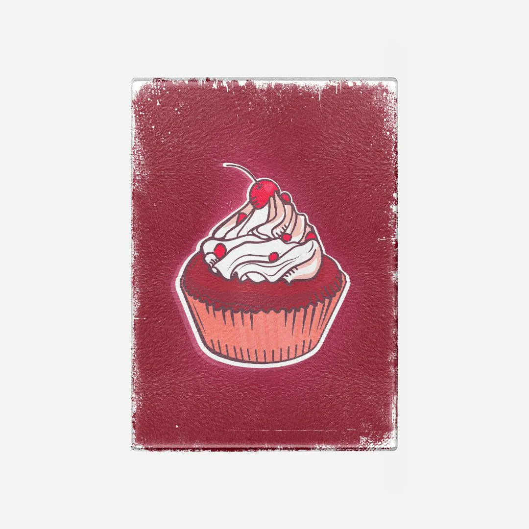 Cherry on Top Cupcake Tempered Glass Cutting Board 15.75" X 11.5" - Designed by Michigan Artists