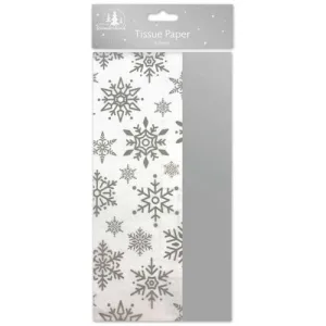 Christmas Silver Snowflakes Tissue Paper - 8 Sheets Holiday Gift Wrapping Craft Supplies
