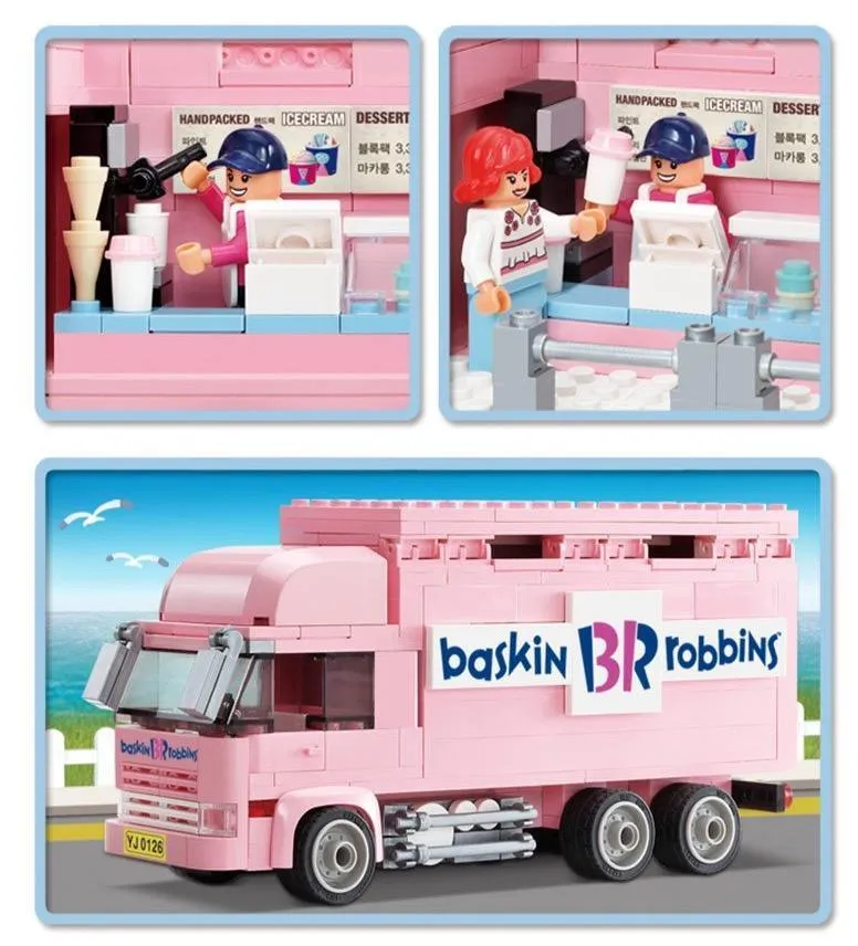 Deluxe 420-Piece Ice Cream Truck Construction Set for Young Creators Aged 8 