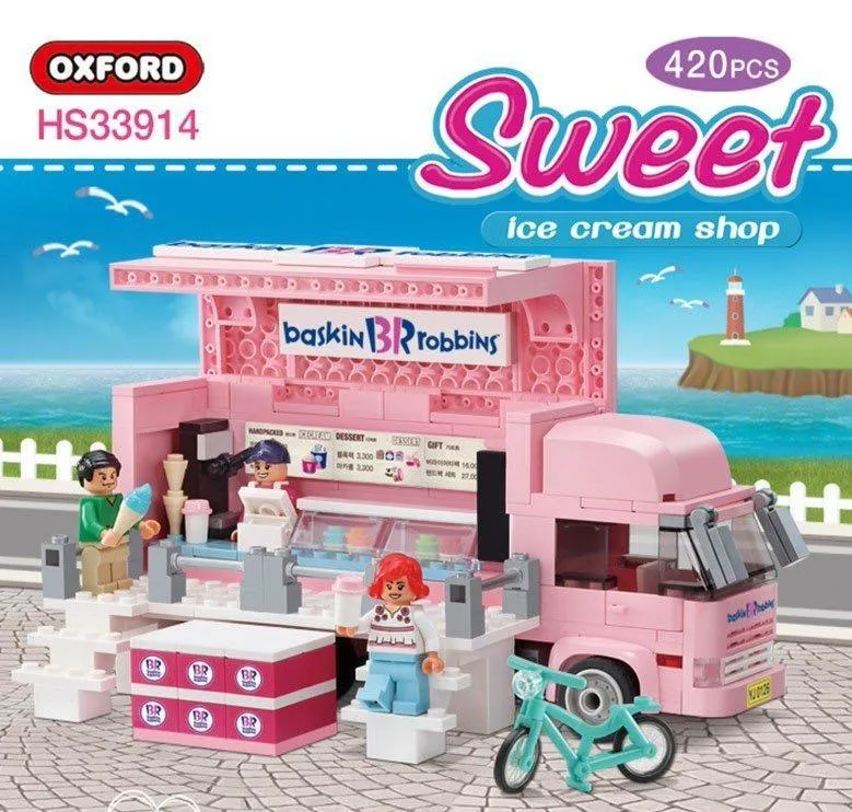 Deluxe 420-Piece Ice Cream Truck Construction Set for Young Creators Aged 8 