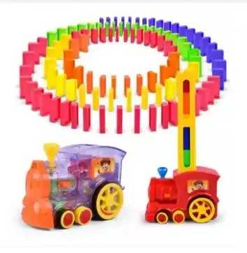 Dominos train-Dominoes 105 Blocks Set, Auto Placement, Dominoes and Train Set, Educational Game for Children, Domino and Racing Toy Set