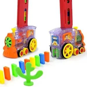 Dominos train-Dominoes 105 Blocks Set, Auto Placement, Dominoes and Train Set, Educational Game for Children, Domino and Racing Toy Set