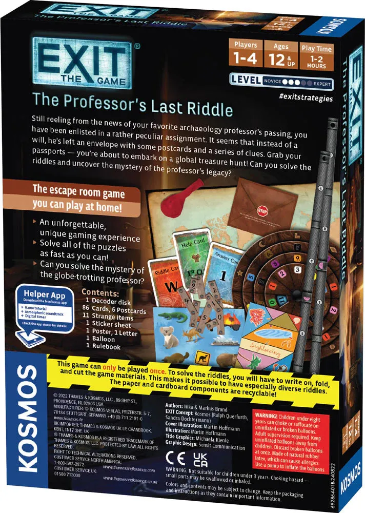 EXIT:  The Professor's Last Riddle Game