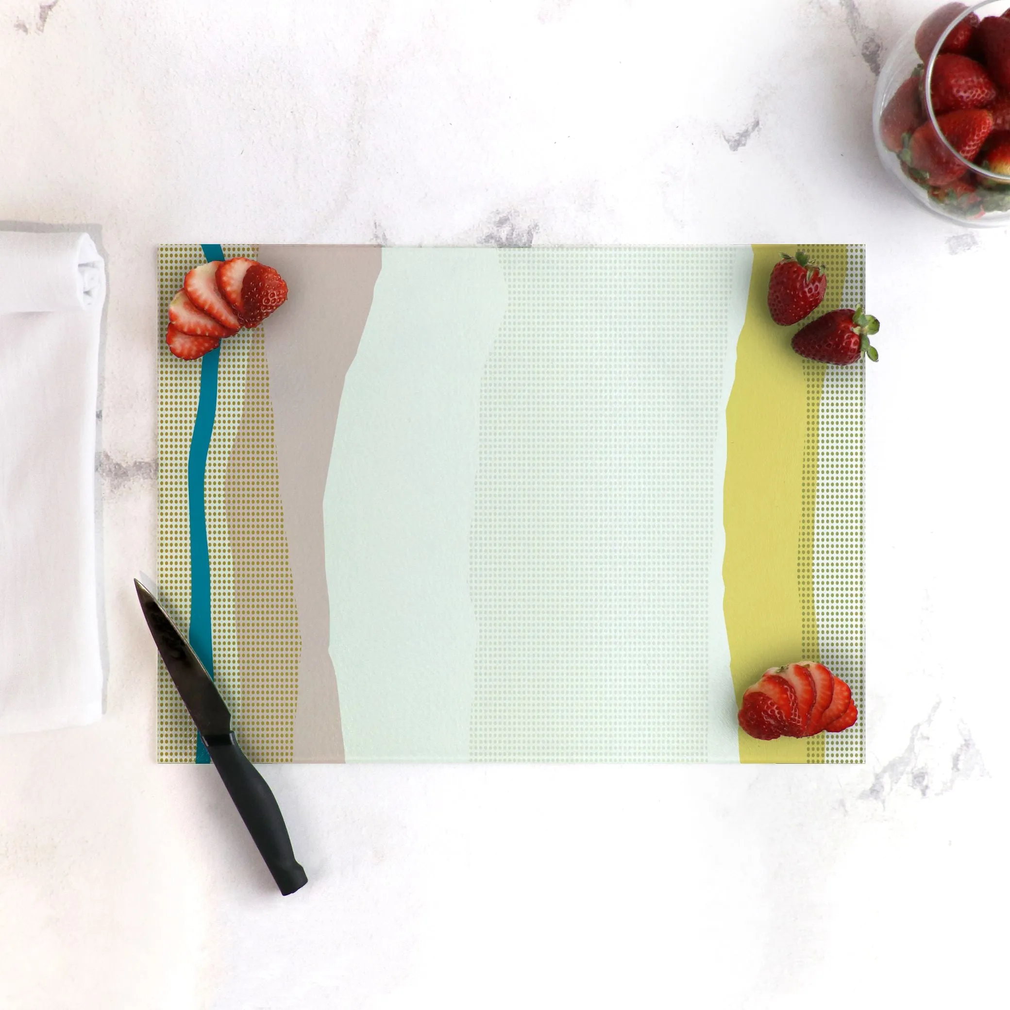 Flow Lines Tempered Glass Cutting Board 15.75" X 11.5" - Designed by Michigan Artists