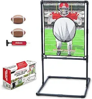 GoSports Red Zone Challenge Football Toss Game for Kids - Football Throwing Target with 2 Inflatable Footballs(New Open Box)