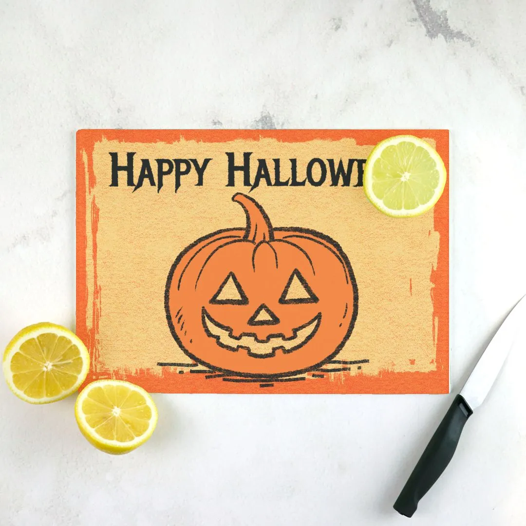 Happy Halloween Tempered Glass Cutting Board 15.75" X 11.5" - Designed by Michigan Artists