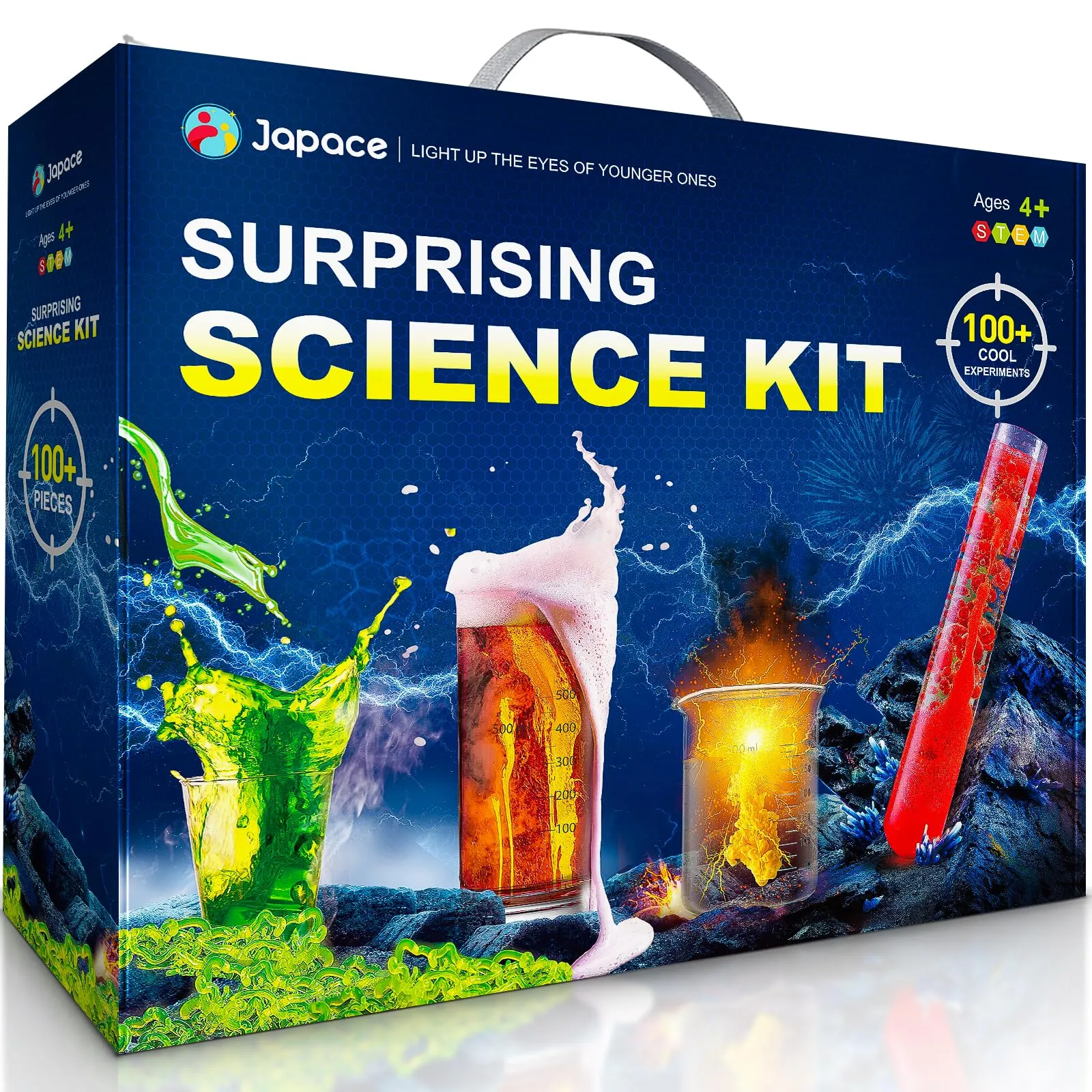 Japace 100  Experiments Science Kit for Kids Age 4-12 Year Old, Cool Boy Christmas Birthday Gift Ideas, Chemistry and Physics Set Toys for Boys Girls