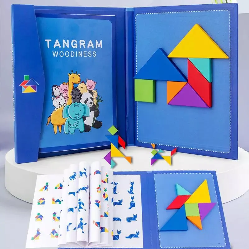Jigsaw Magic Tangram: Magnetic Wooden Puzzle Book for Creative Kids
