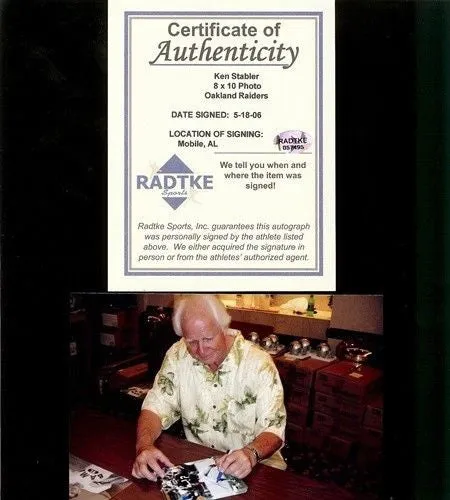 Ken Stabler Autographed/Signed Oakland Raiders 8x10 NFL Photo "Throwing"