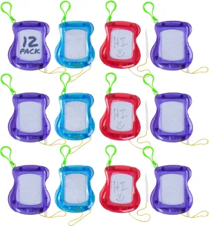 Kicko Drawing Board Carabiner Keychain - 12 Pack - Assorted Magnet Pad and Bag Charm
