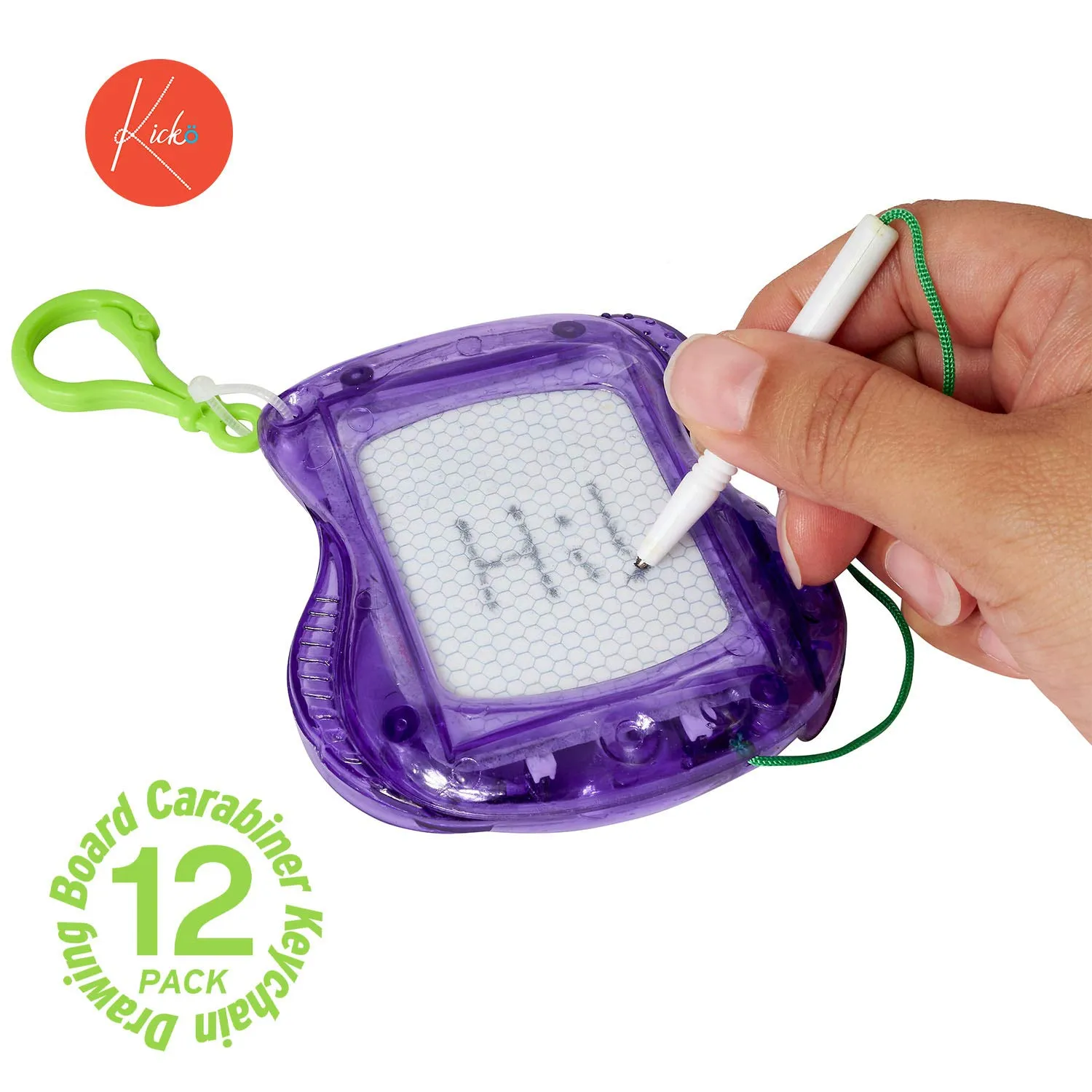 Kicko Drawing Board Carabiner Keychain - 12 Pack - Assorted Magnet Pad and Bag Charm