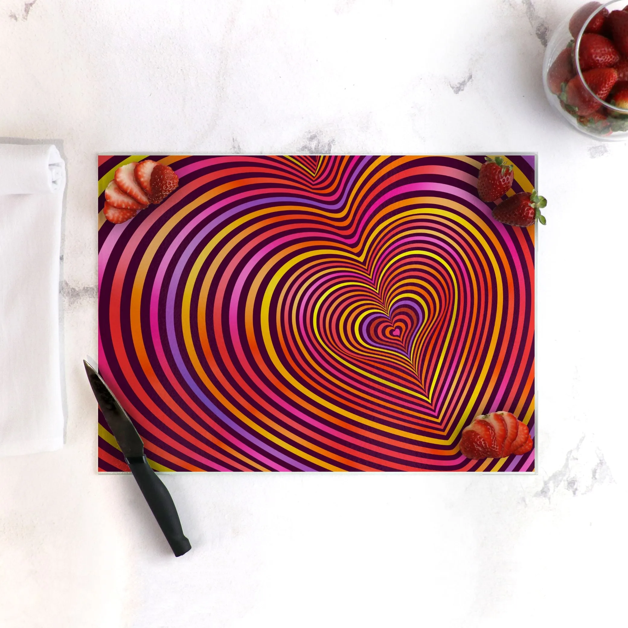 Layers of Love Tempered Glass Cutting Board 15.75" X 11.5" - Designed by Michigan Artists