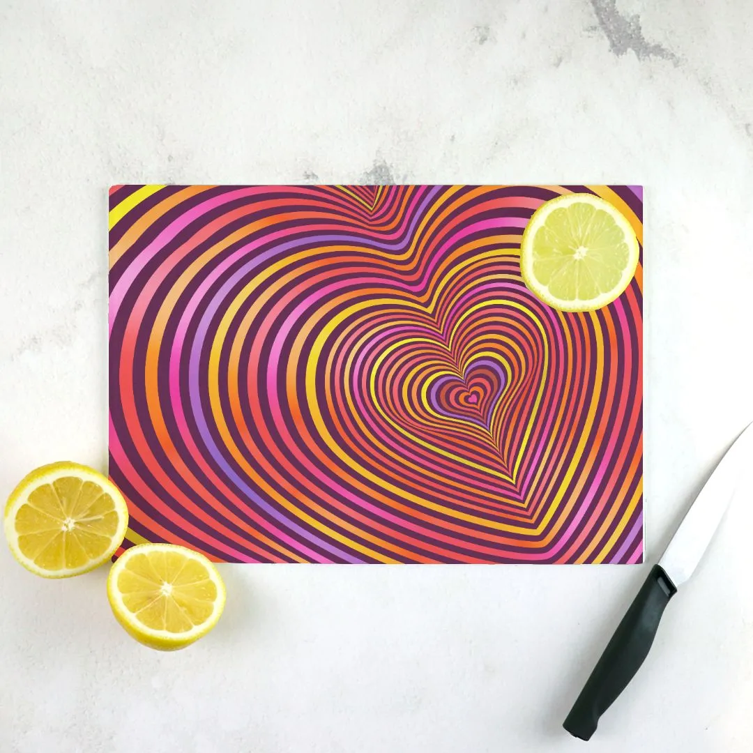 Layers of Love Tempered Glass Cutting Board 15.75" X 11.5" - Designed by Michigan Artists