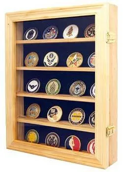 Lockable 30 Military Challenge Coin, Poker Chip, Sports Coin Display Case Cabinet,