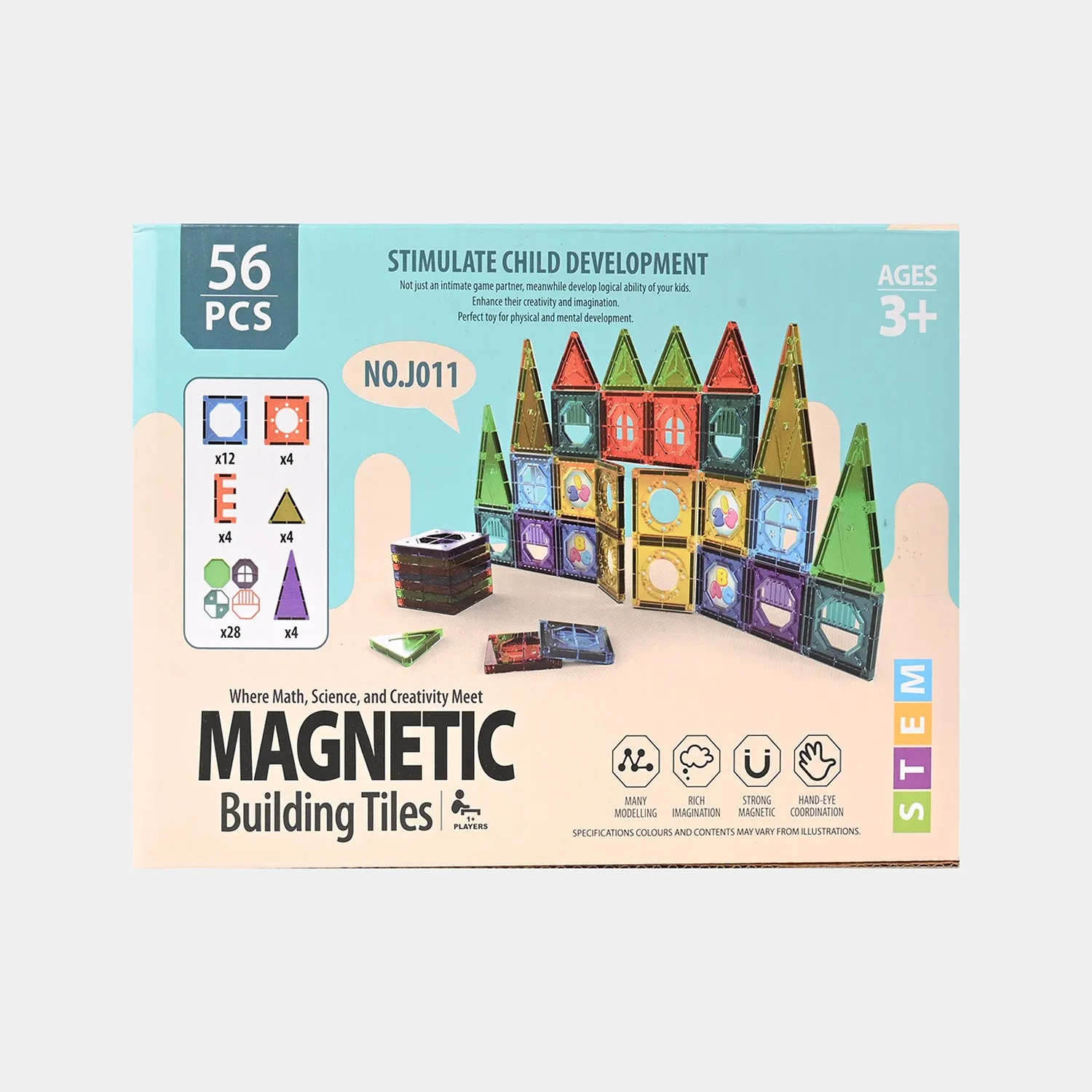 Magnetic Tiles Building Blocks Play Set For Kids | 69PCs