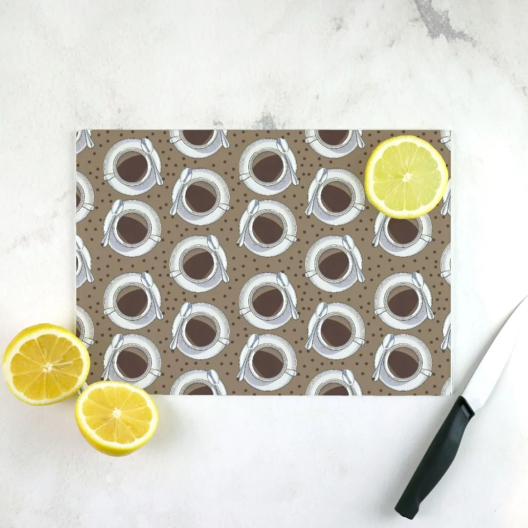 Mocha Java Tempered Glass Cutting Board 15.75" X 11.5" - Designed by Michigan Artists