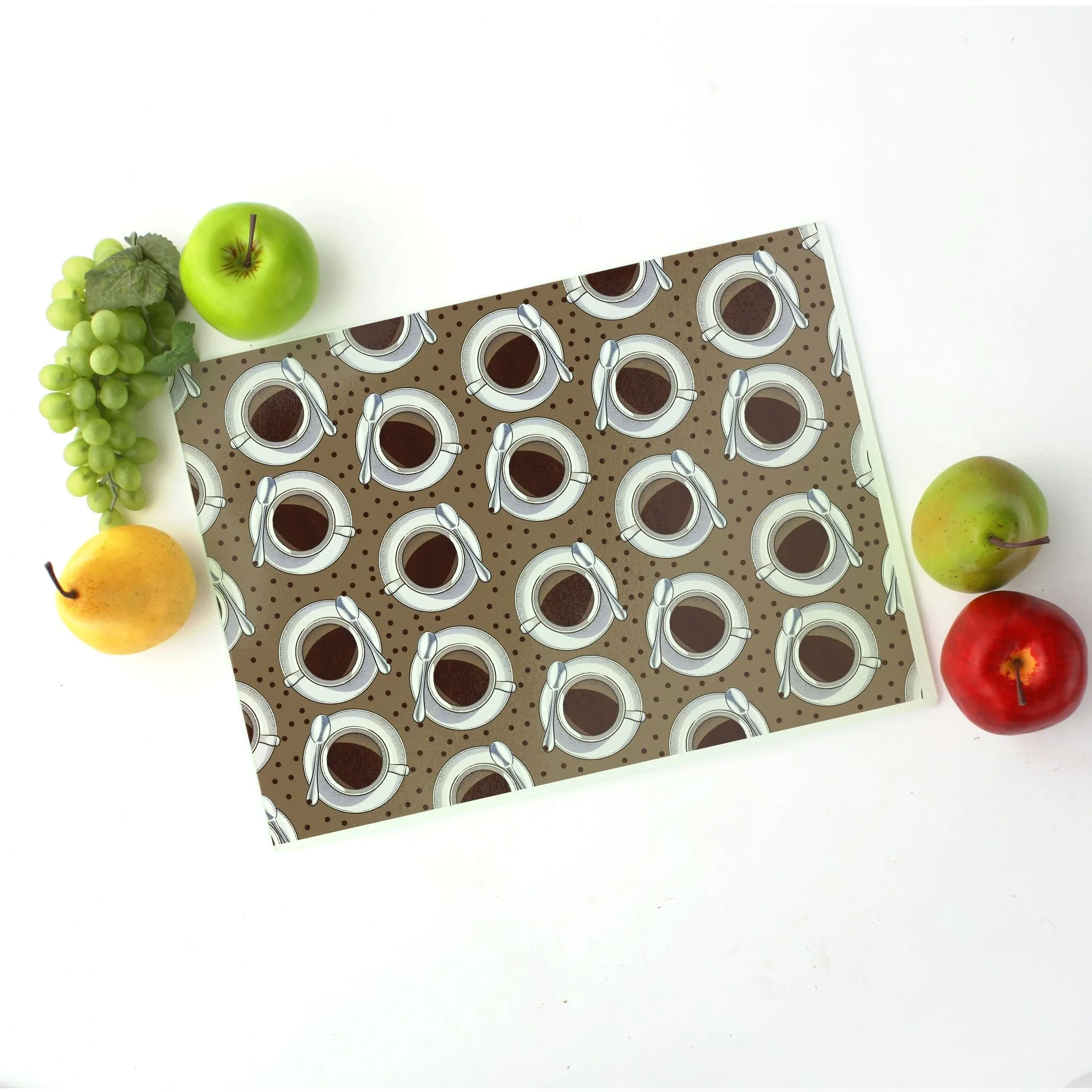 Mocha Java Tempered Glass Cutting Board 15.75" X 11.5" - Designed by Michigan Artists