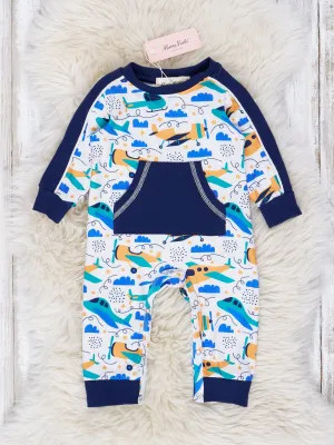 Navy Flying Planes Raglan Romper