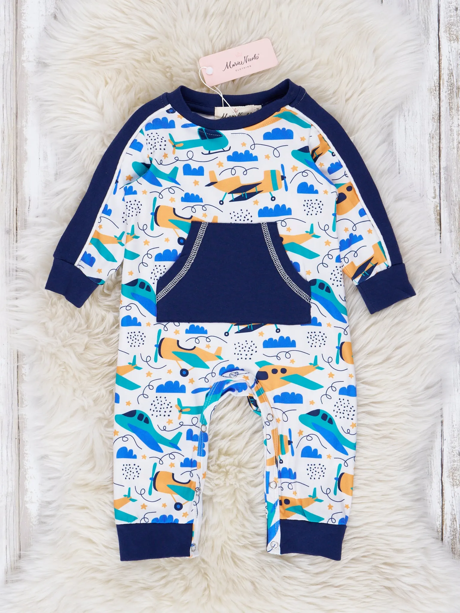 Navy Flying Planes Raglan Romper