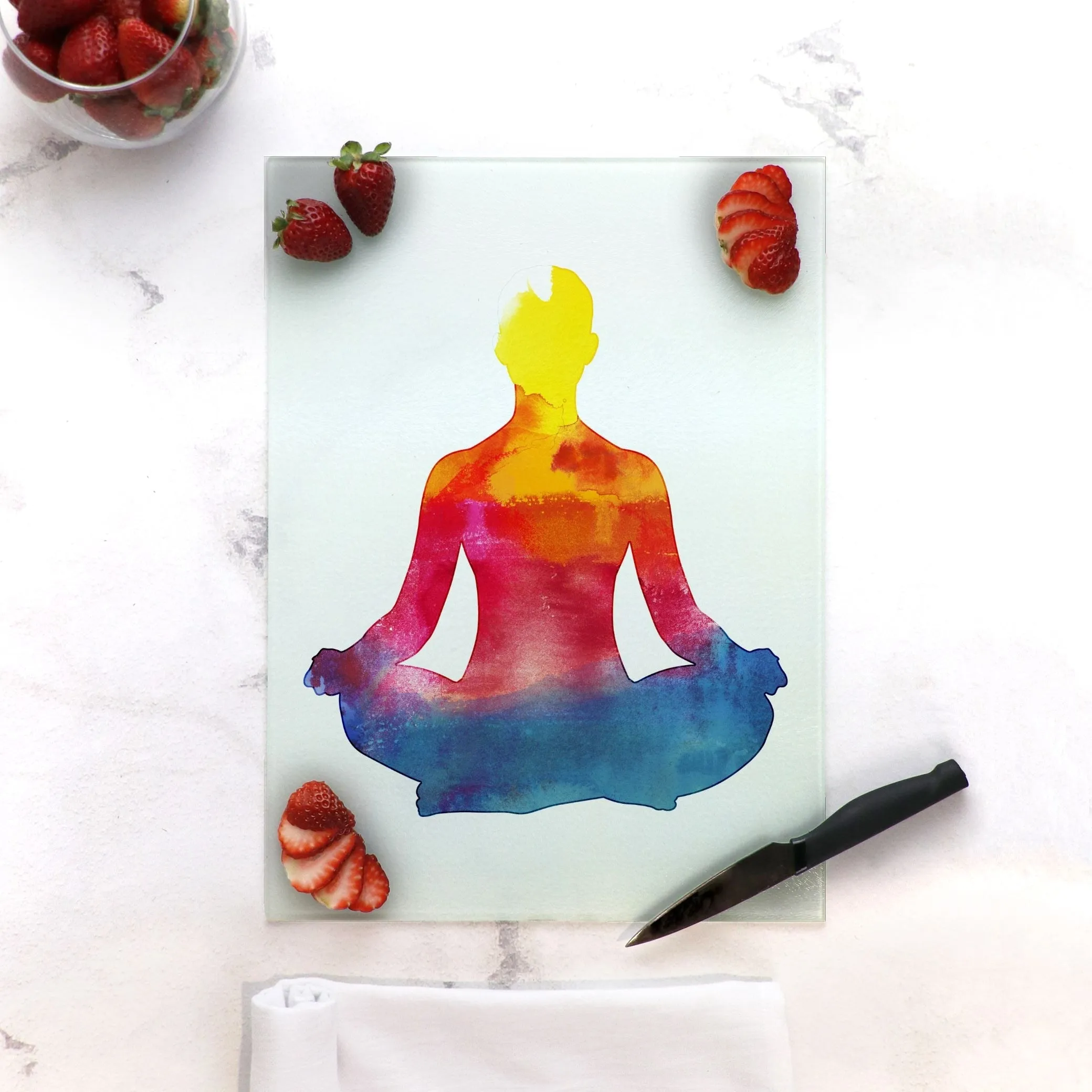 Om for One Tempered Glass Cutting Board 15.75" X 11.5" - Designed by Michigan Artists
