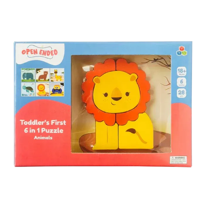 Open Ended Toddler's First 6 In 1 Puzzle - Animals