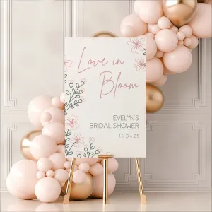 Pastel Sketch "Love in Bloom" Bridal Shower Sign