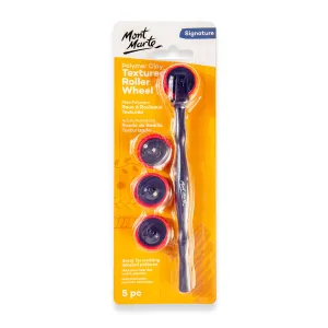 Polymer Clay Textured Roller Wheel Signature 5pc