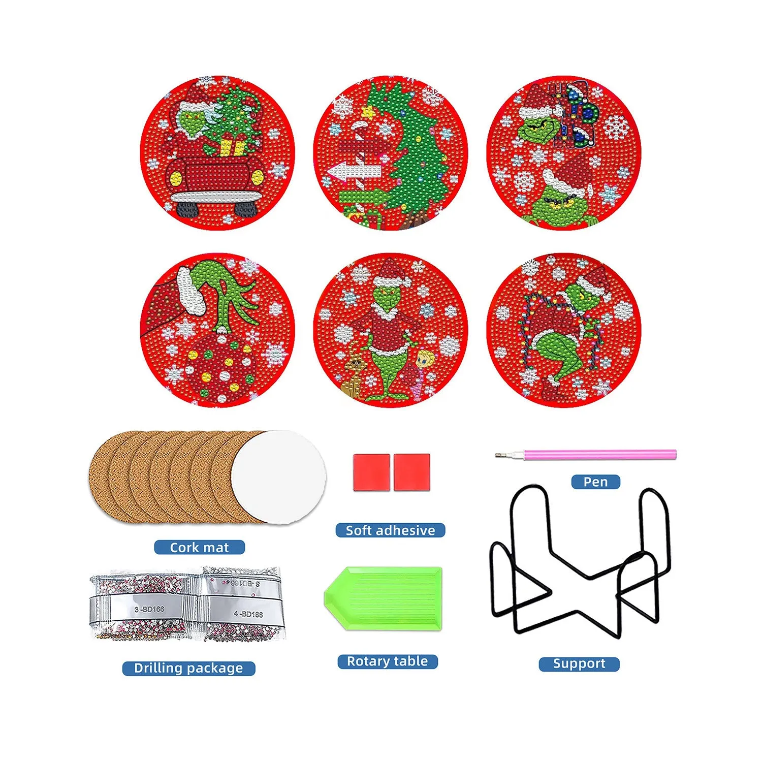 Poppy Crafts Diamond Coaster Kit #4 - Grinchy