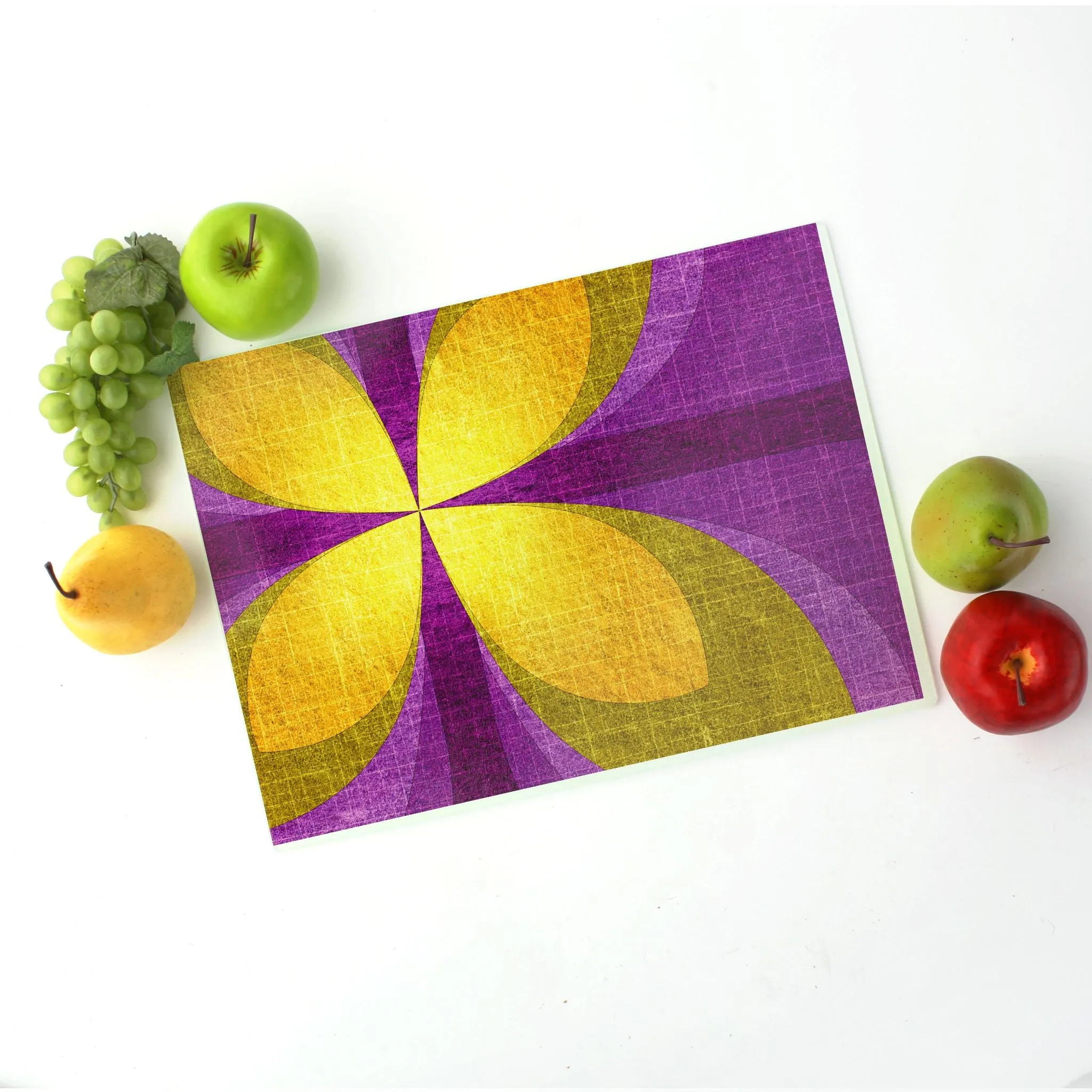 Power Flower Tempered Glass Cutting Board 15.75" X 11.5" - Designed by Michigan Artists