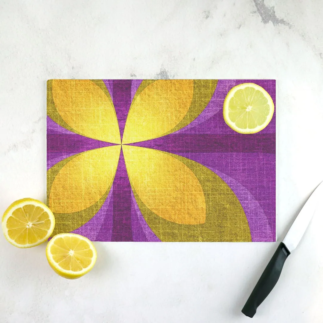 Power Flower Tempered Glass Cutting Board 15.75" X 11.5" - Designed by Michigan Artists