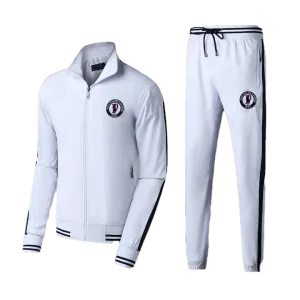 Prl Branded Logo Two Piece Polythene Designed Zip Up Tracksuit - White