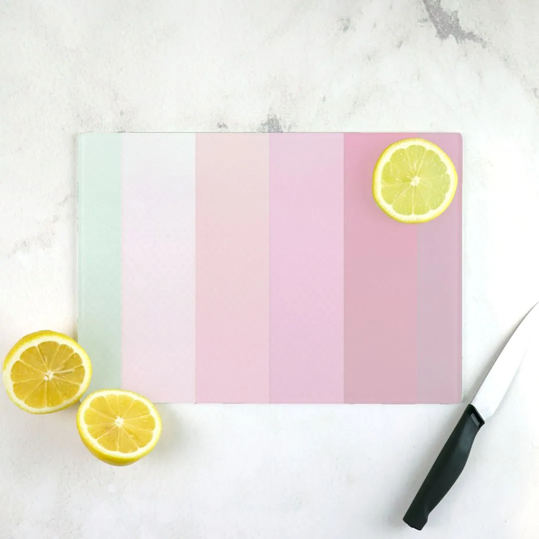 Roseate Stripes Tempered Glass Cutting Board 15.75" X 11.5" - Designed by Michigan Artists