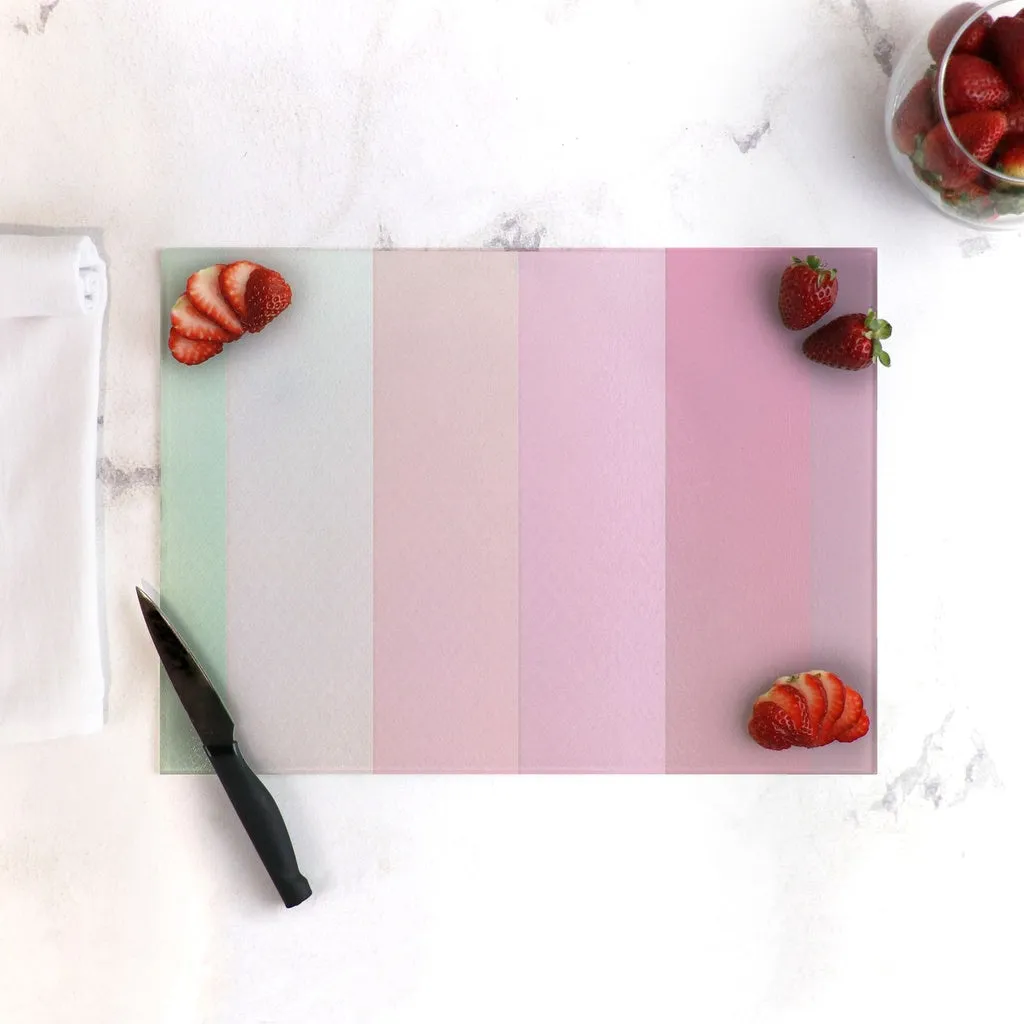 Roseate Stripes Tempered Glass Cutting Board 15.75" X 11.5" - Designed by Michigan Artists