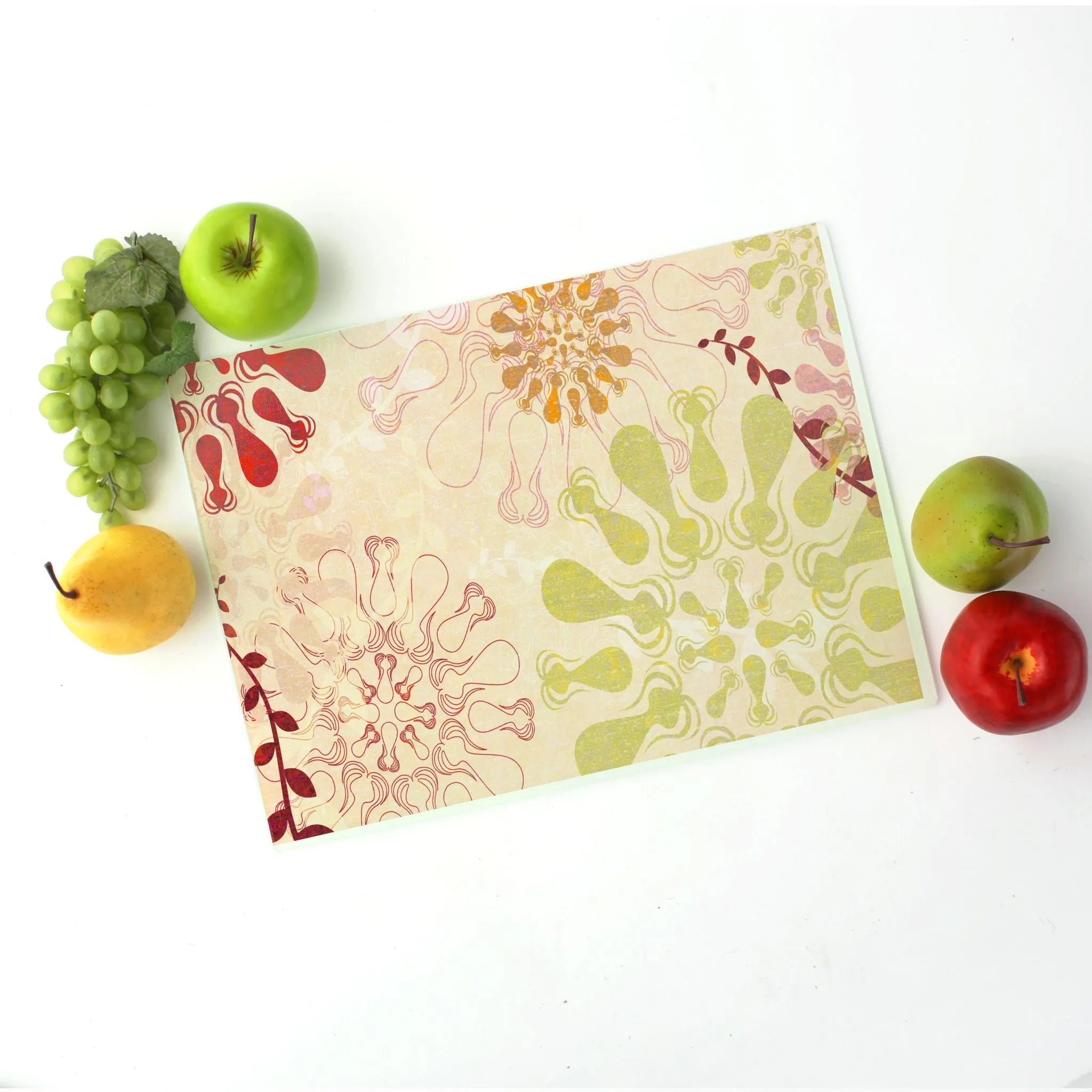 Rouge Blossoms Tempered Glass Cutting Board 15.75" X 11.5" - Designed by Michigan Artists